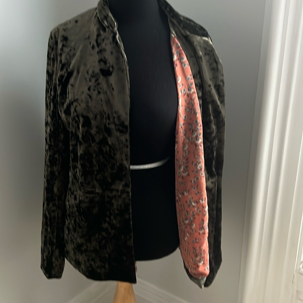 Crushed Velvet Olive Blazer